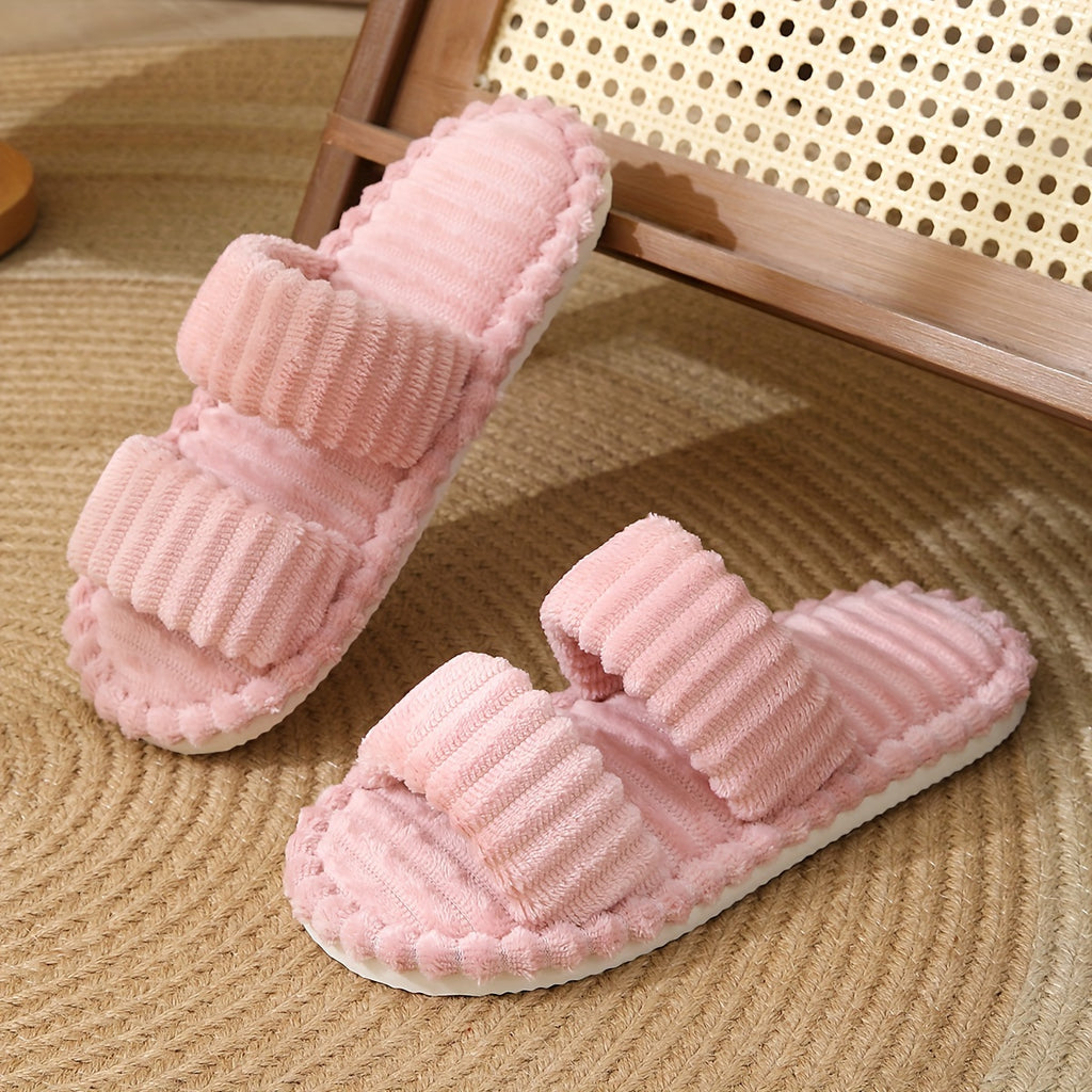 womens plush half toe slippers suitable soft warm indoor non