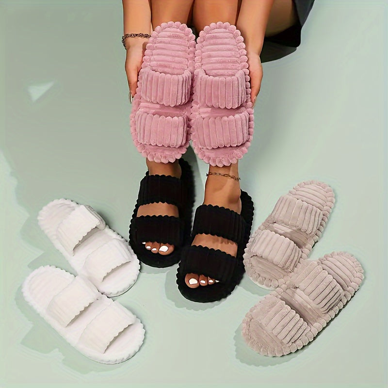 womens plush half toe slippers suitable soft warm indoor non