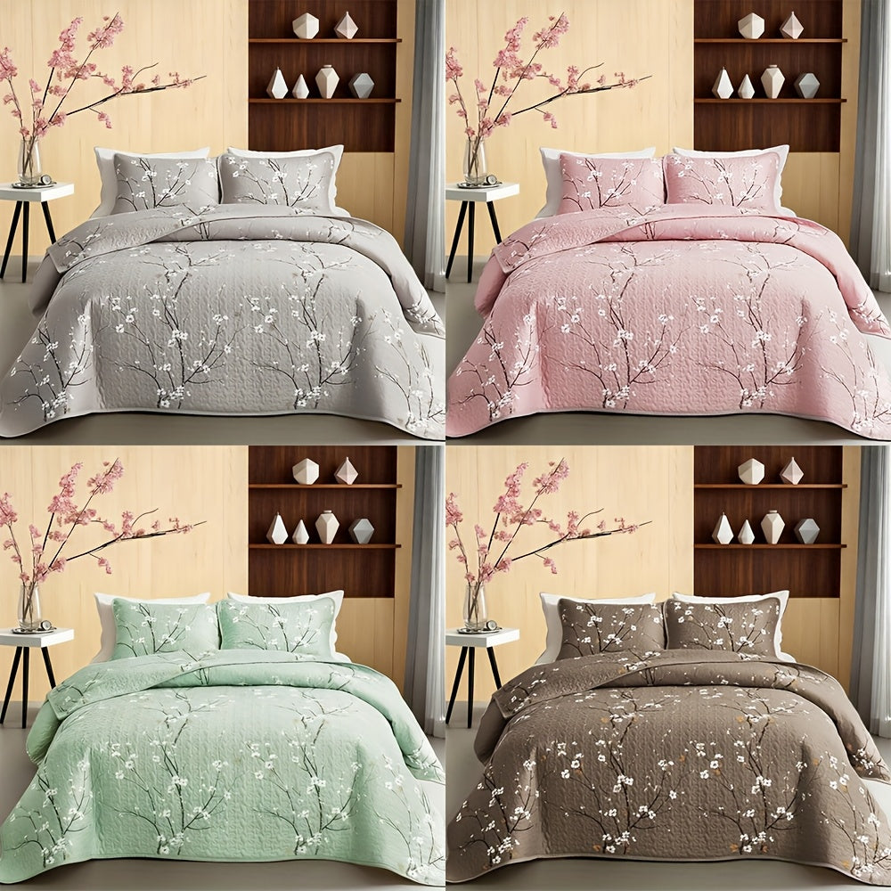 2 3pcs multicolour tree branch plum   quilted quilt