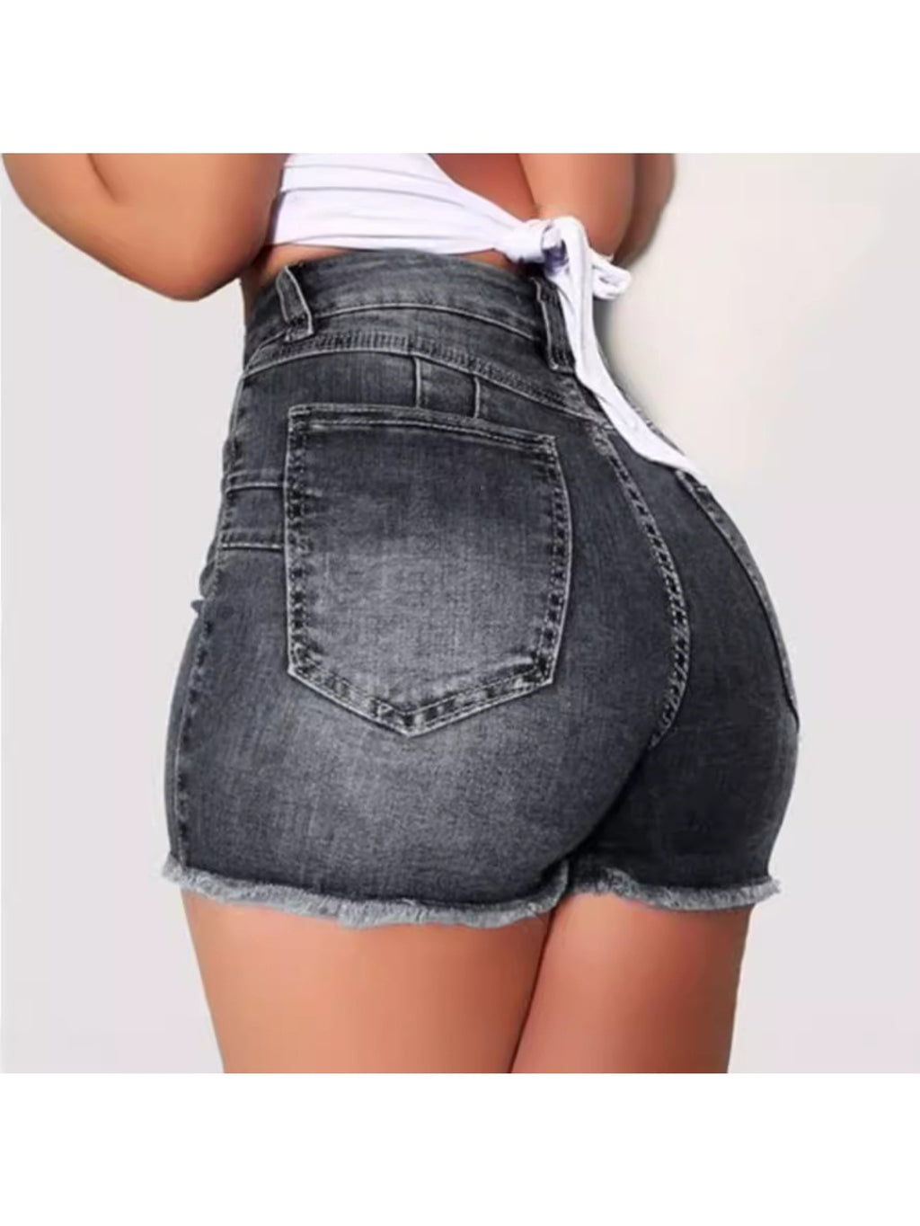 fit ripped denim shorts women stretch high waist