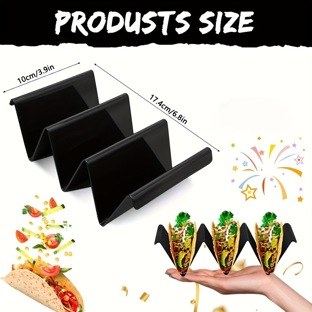 set 3 black taco holders made sturdy pp material featuring