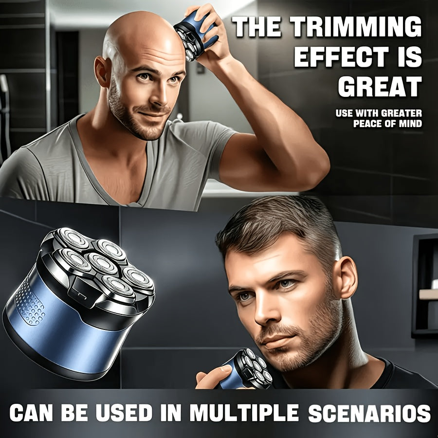 mens usb rechargeable 6 blade head shaver