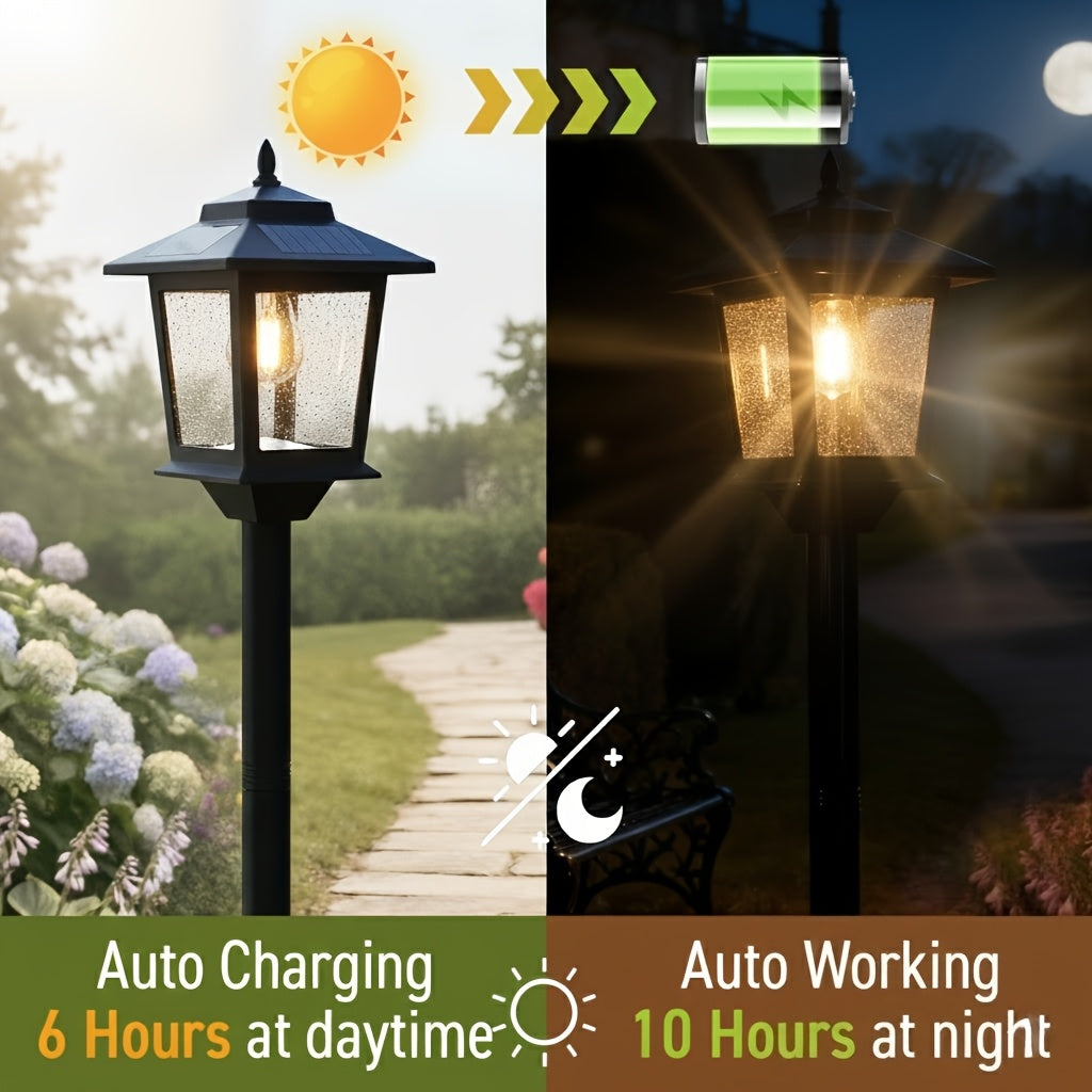 2pcs solar outdoor lamp post pole lights built in lithium