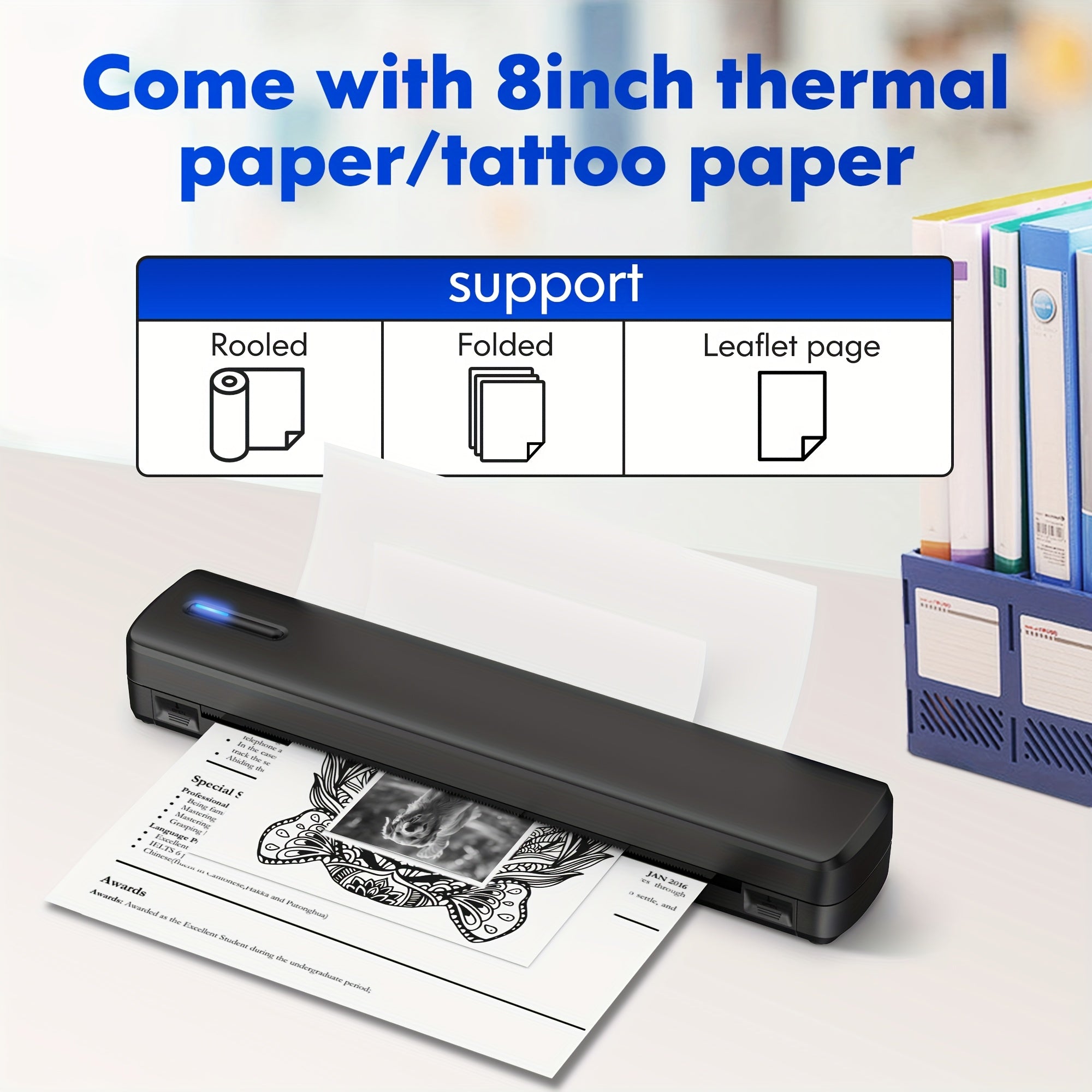 d810b a4 portable inkless thermal printer 20 sheets thermal