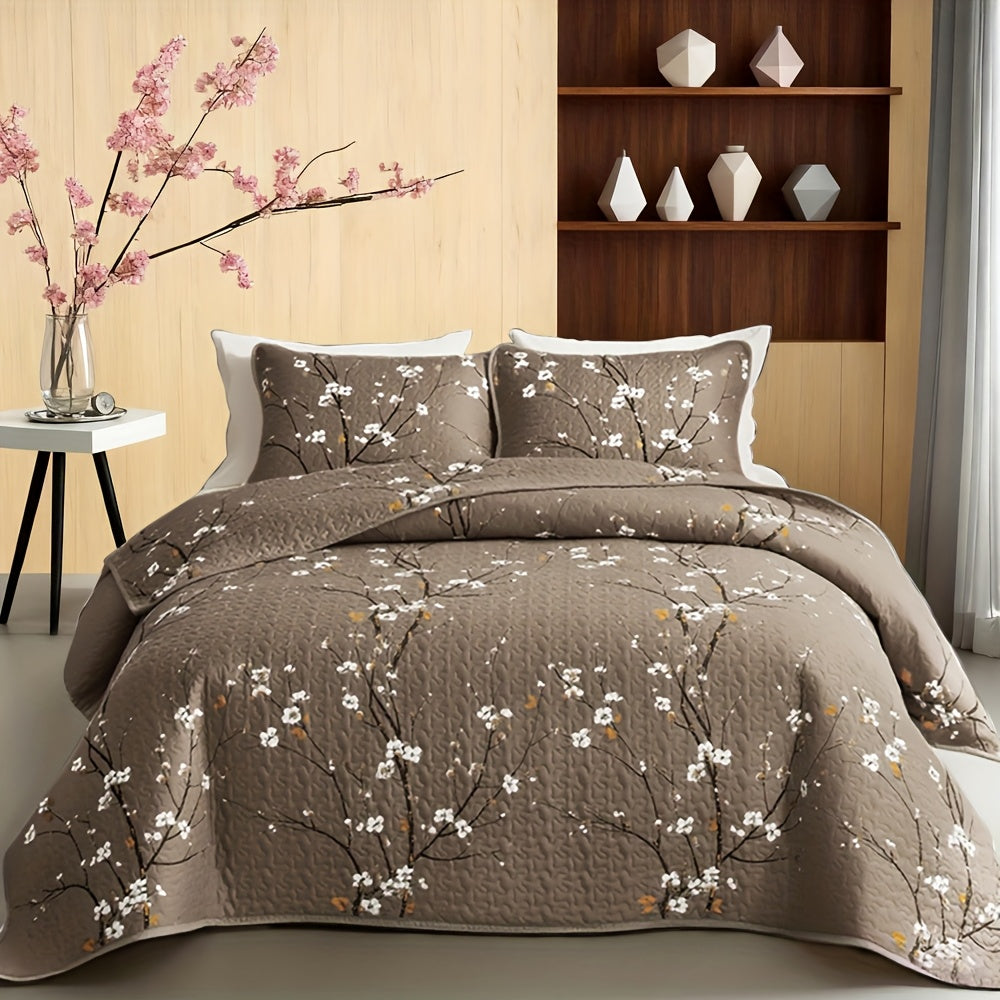 2 3pcs multicolour tree branch plum   quilted quilt