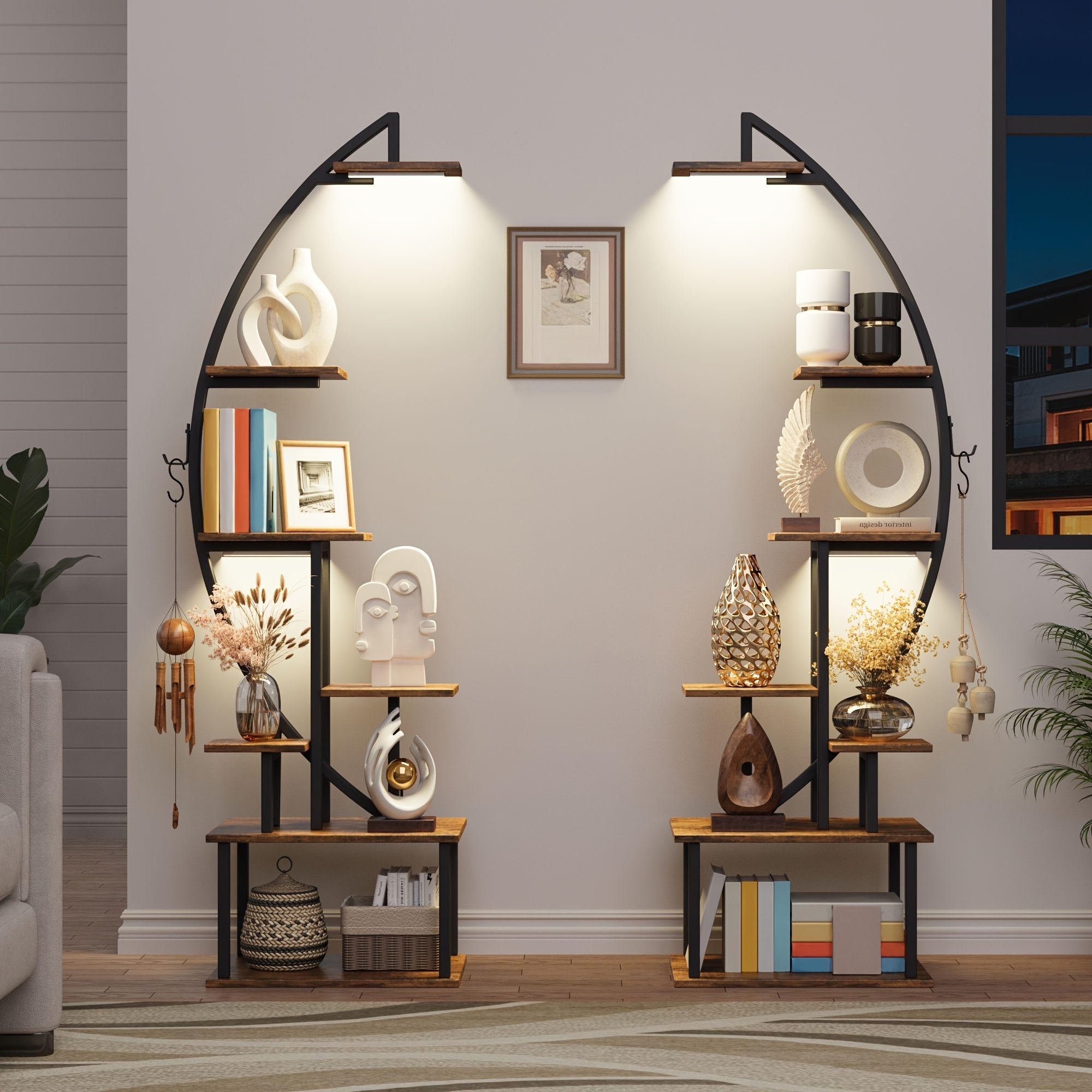 2pcs bookshelf lights 7 tiered 65 multi functional metal