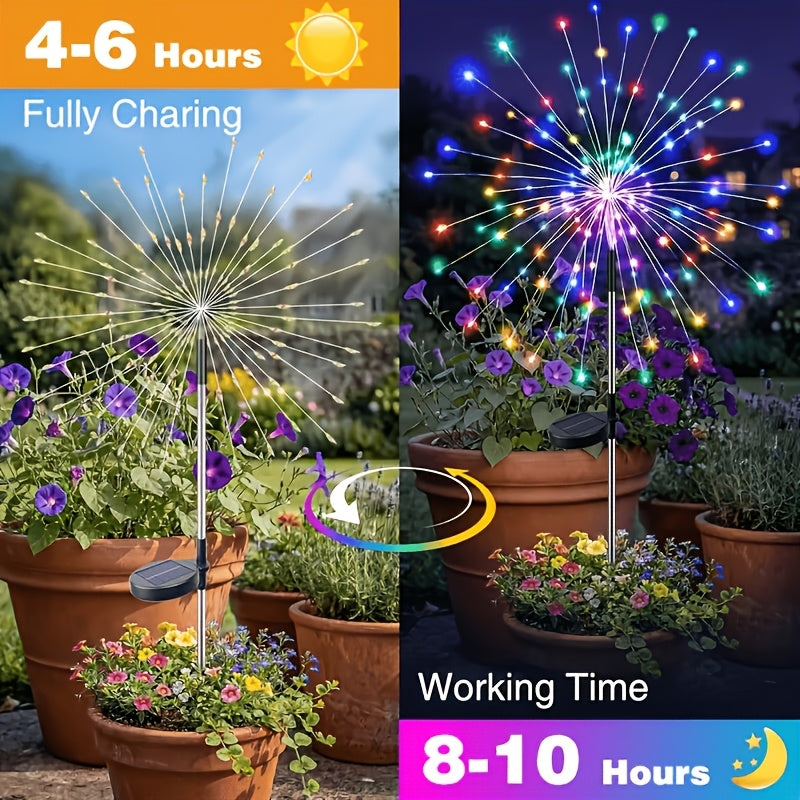 8 pack 420led solar outdoor fireworks light ip65 waterproof