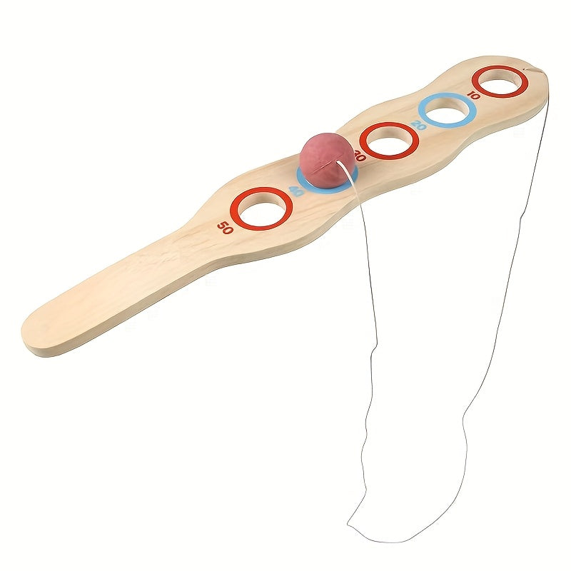 1pc wooden hand eye coordination elastic technology paddle a