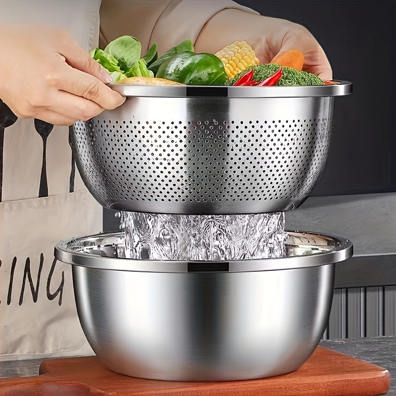 2pcs stainless steel micro perforated colander set multi