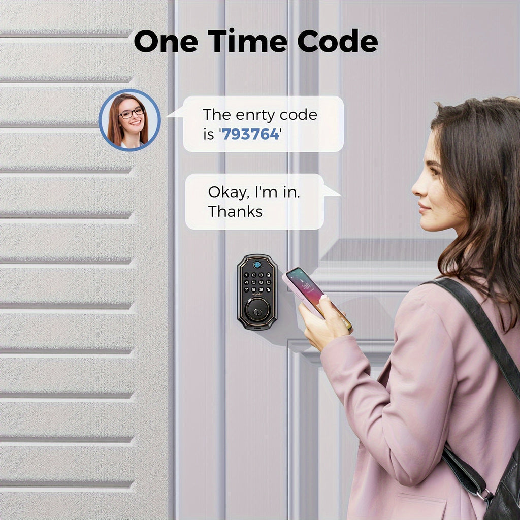 keyless smart door lock fingerprint handle   door