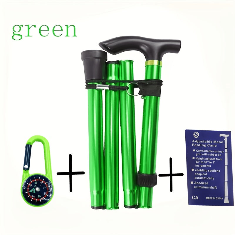2pcs rubber pointed foldable hiking poles adjustable height