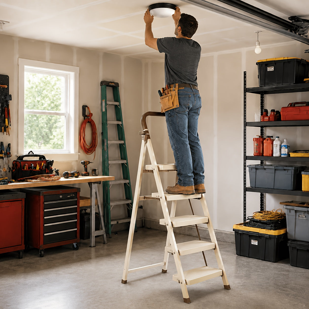 durable folding ladder 350 lbs capacity durable lightweight