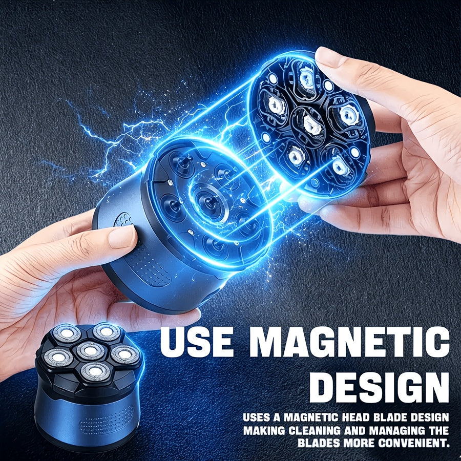 mens usb rechargeable 6 blade head shaver