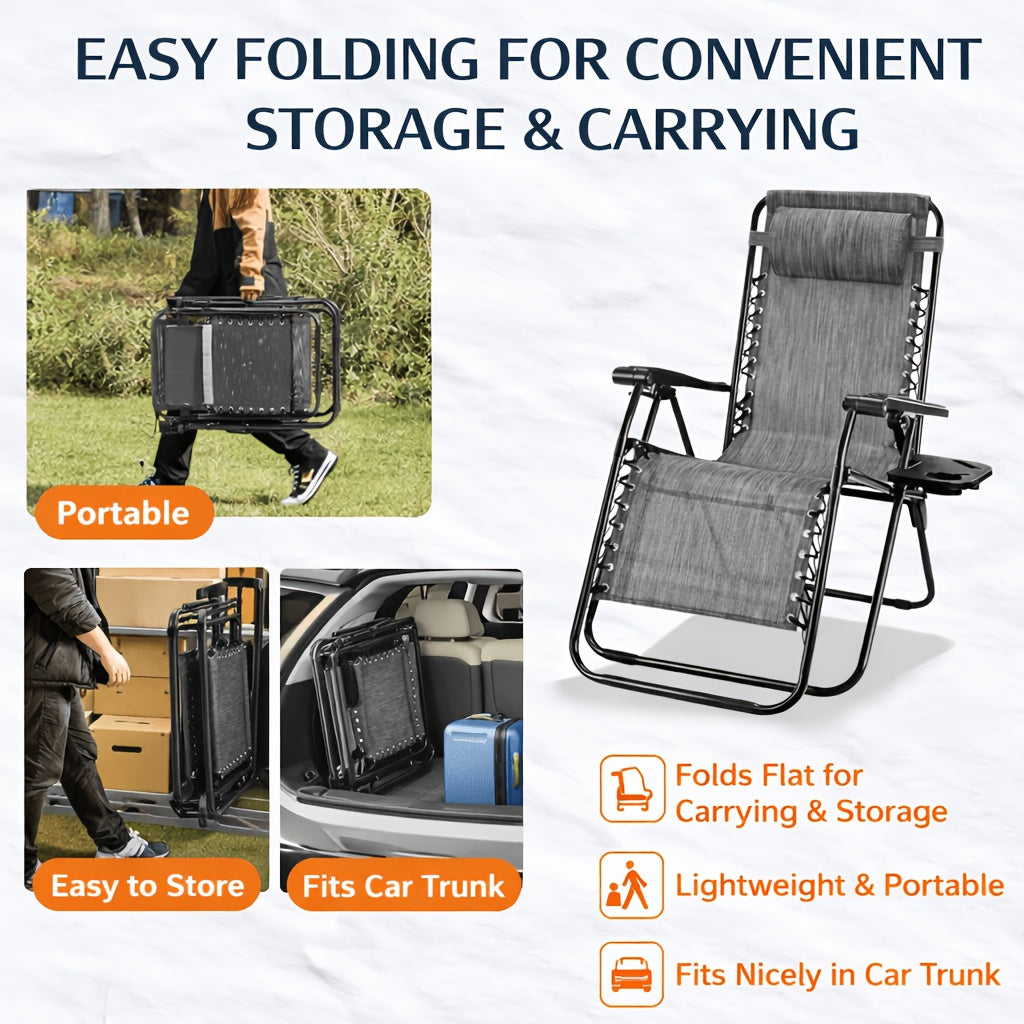 2pcs zero gravity patio recliner folding lounge adjustable