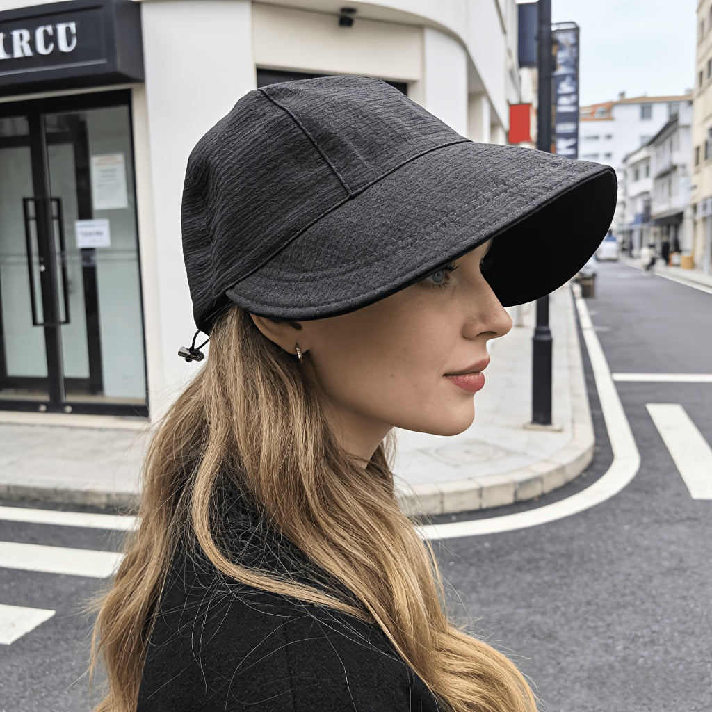 womens waffle bucket hat sun hat adjustable versatile peaked