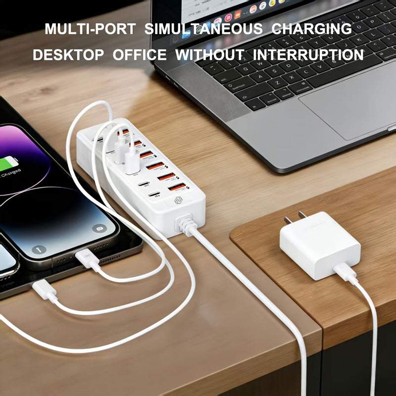 1pc white 12 port fast charging hub 6pcs usb ports 6pcs type