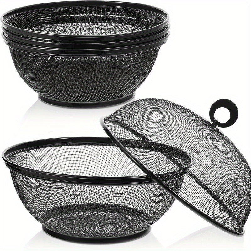 black metal mesh food bowl lid designed insect proof durable