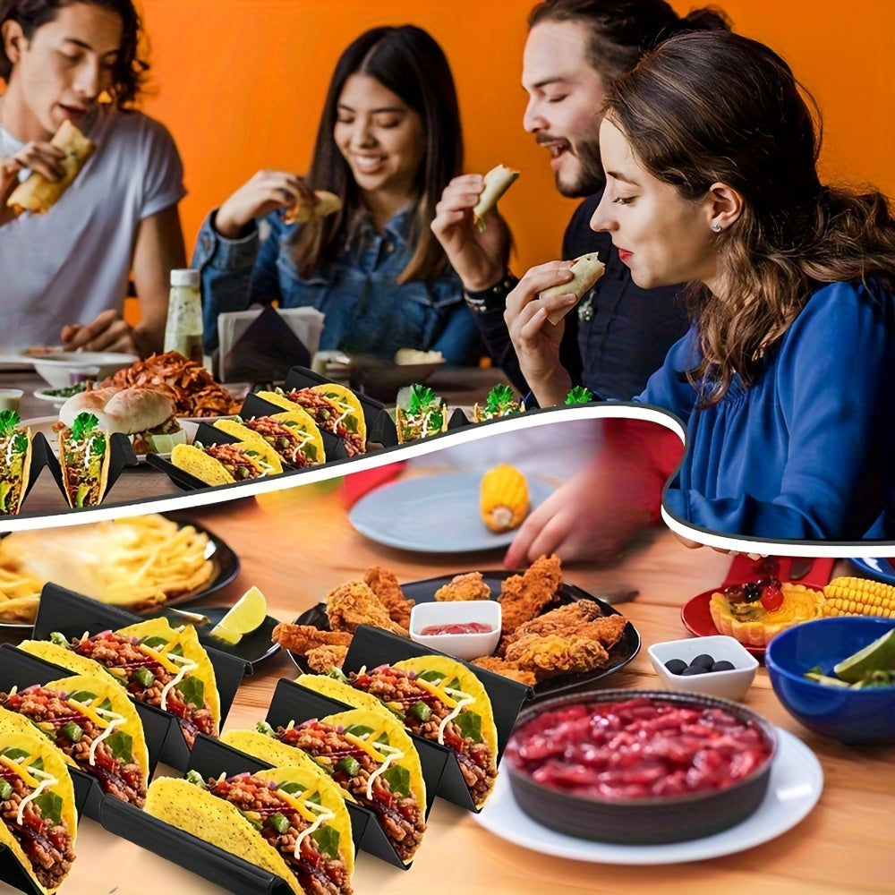 set 3 black taco holders made sturdy pp material featuring