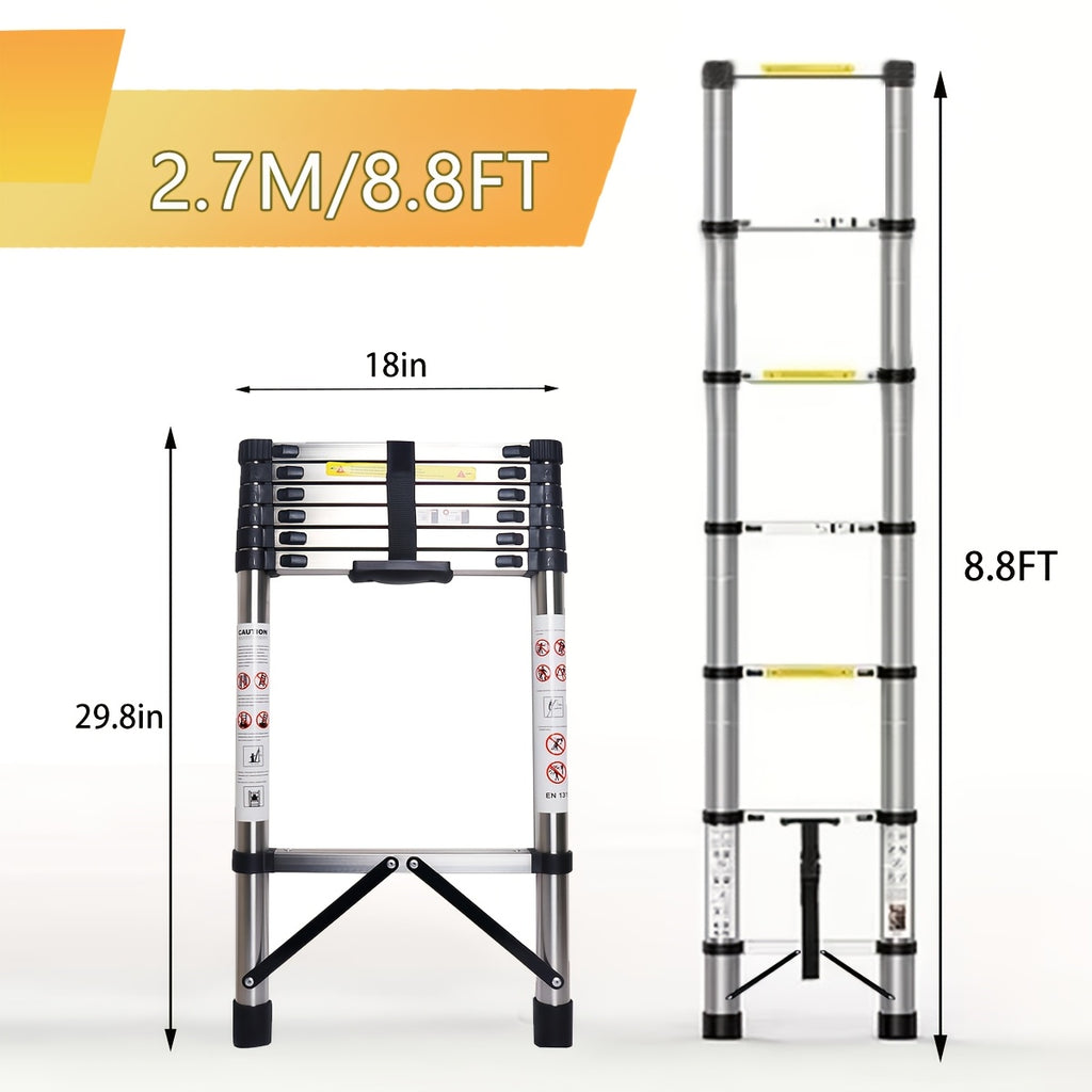 telescopic ladder lightweight extendable ladder safety lock