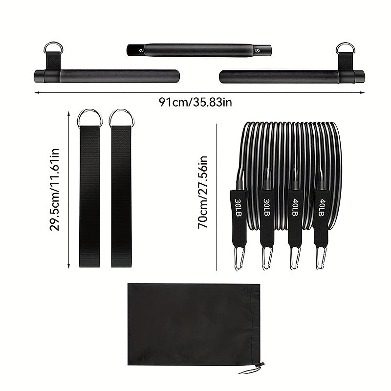 8pcs pilates bar kit 4   bands 140 lbs a portable