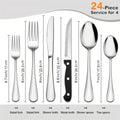 24 48pcs black silverware set steak knives service 4 8