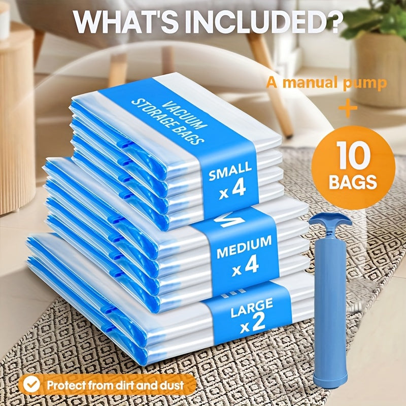 11pcs vacuum compression storage bags set portable hand pump