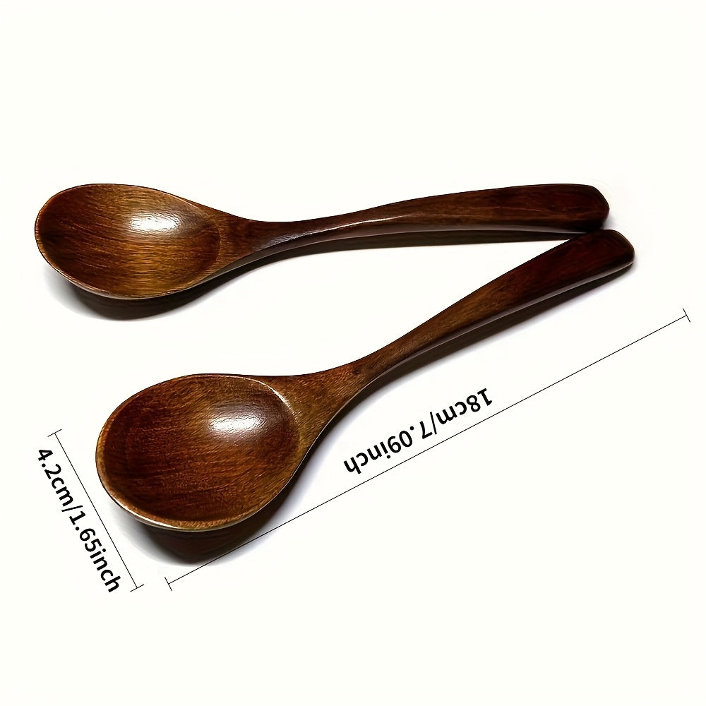 2pcs wooden spoons suitable stirring eating japanese wooden