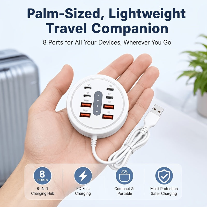 66w round usb c fast charging hub 8 in 1 model 4 type c pd 4