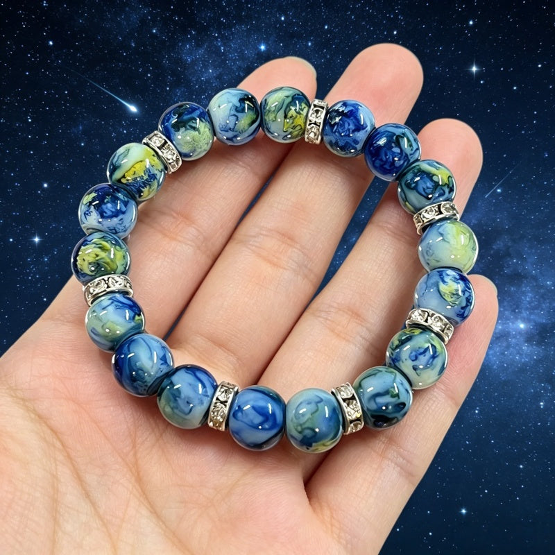 1pc vintage oil painting series beaded bracelet featuring
