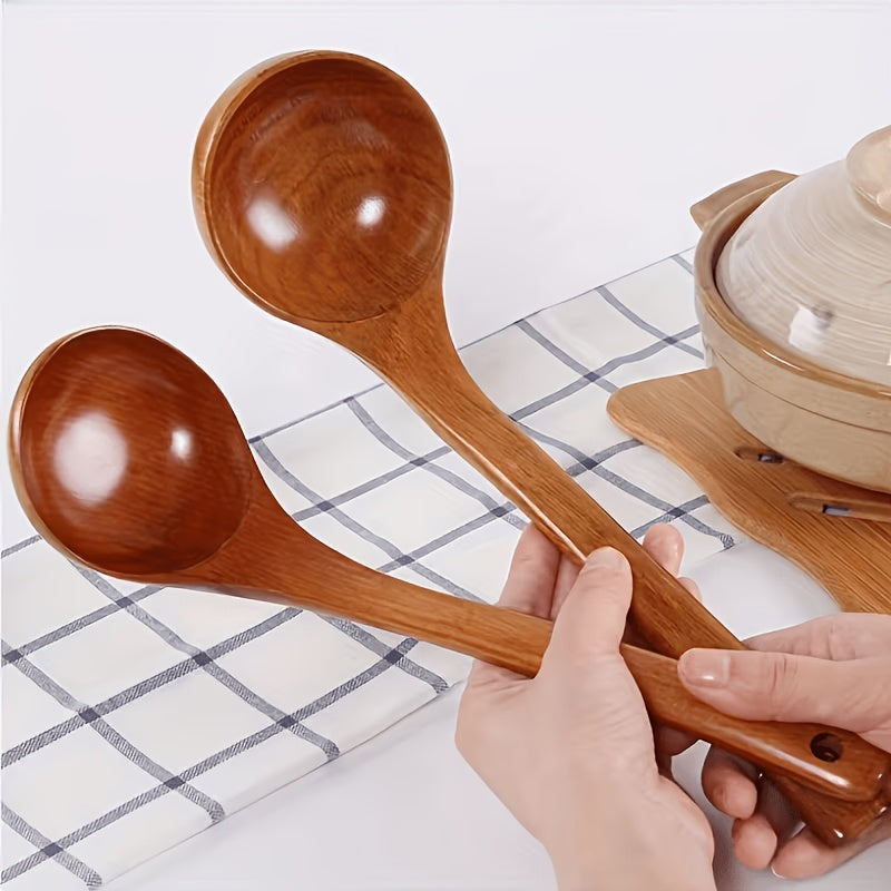 1pc wooden soup spoon long handle stirring spoon large