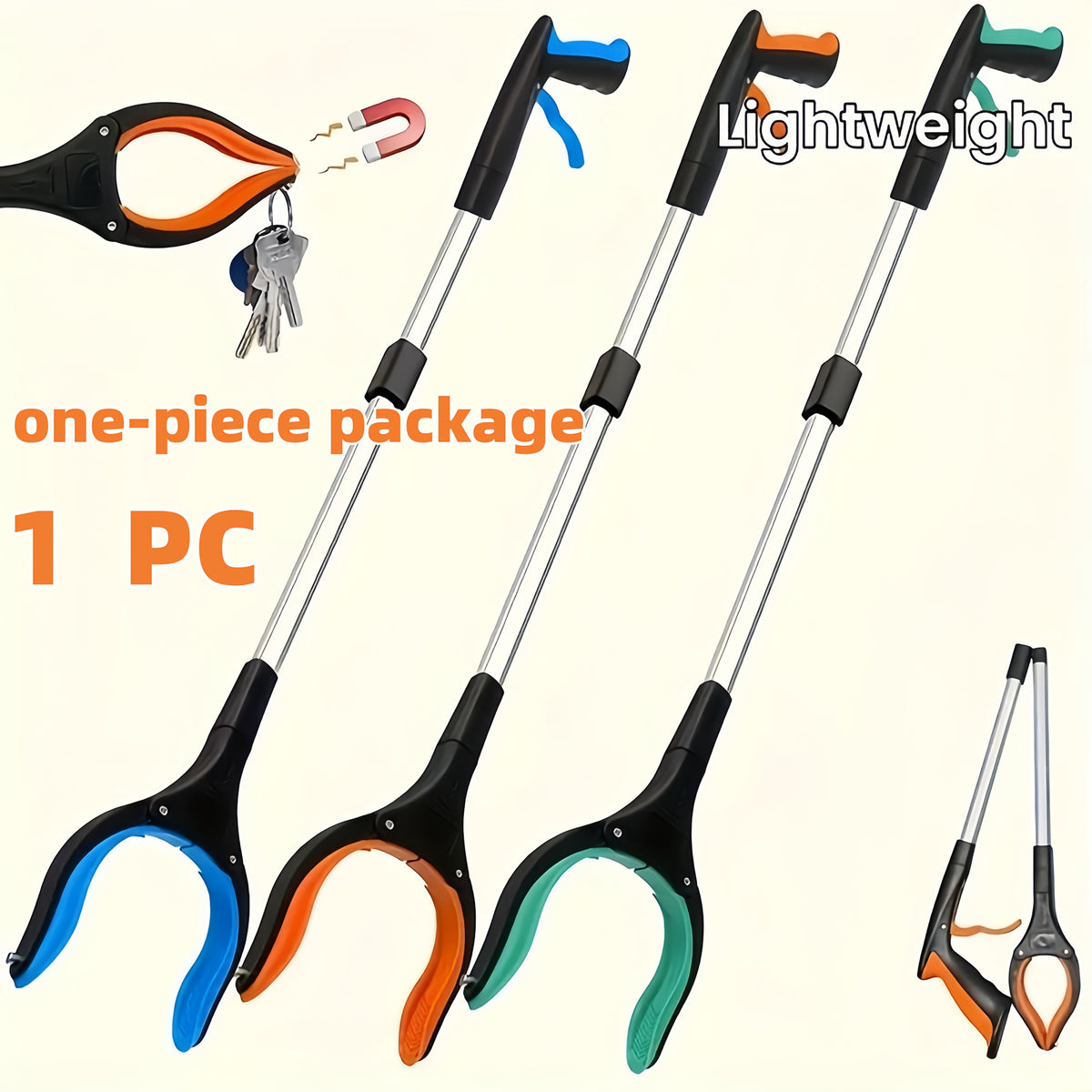 folding extra long grabber reacher tool rotating   strong