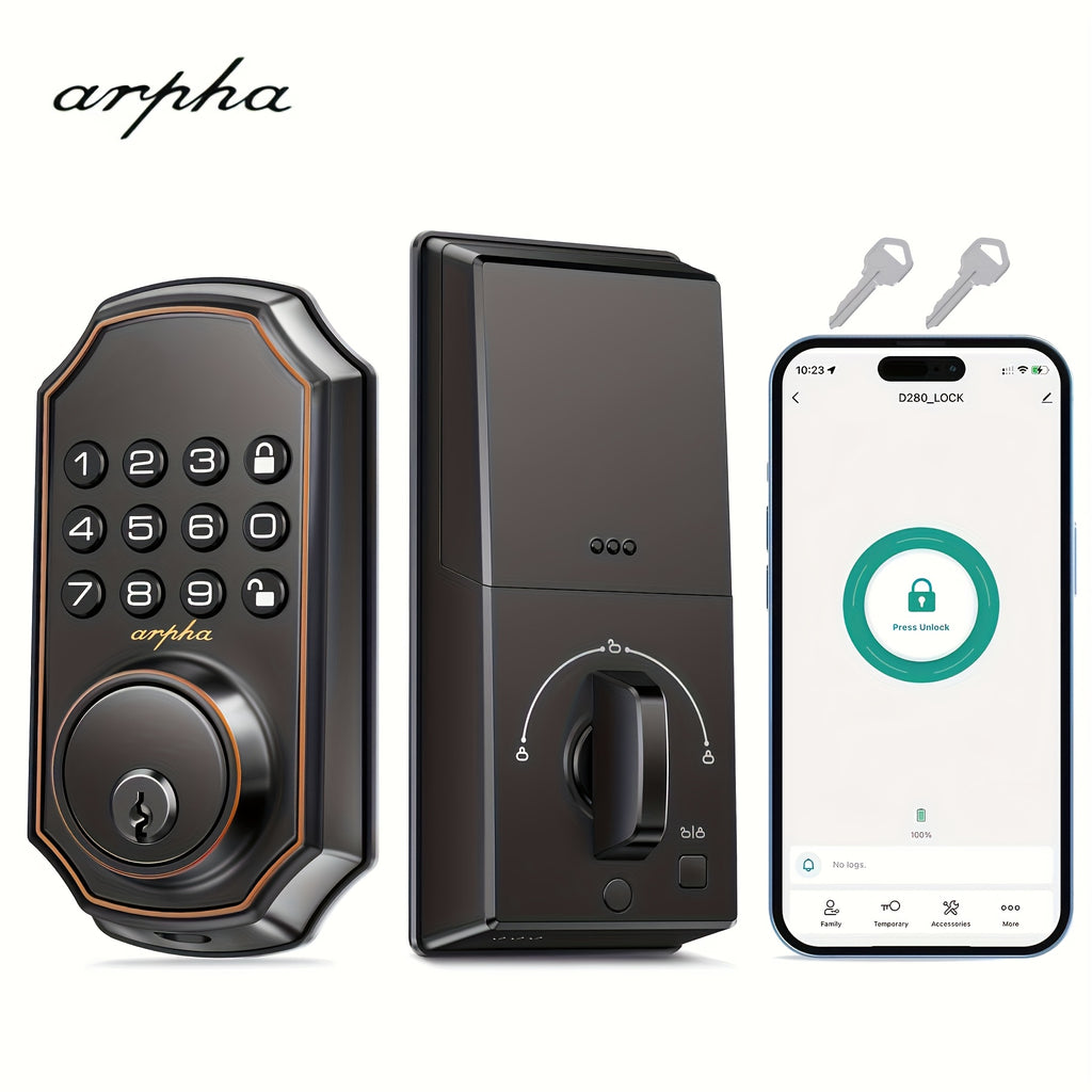 keyless smart door lock fingerprint handle   door