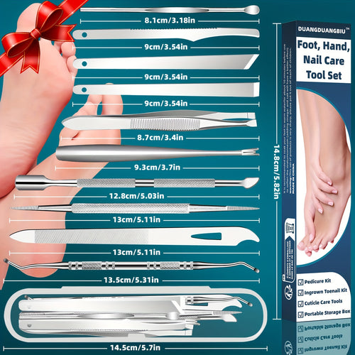 10pcs stainless steel ingrown toenail cuticle removal kit