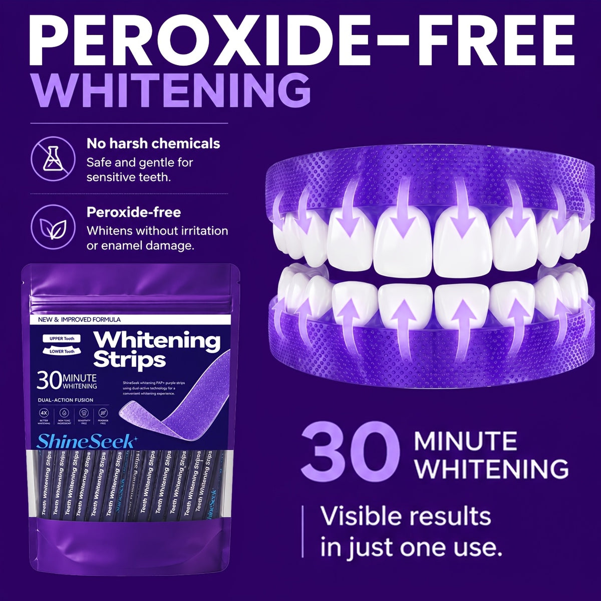 14pcs 7pairs 30 minute quick purple pap teeth strips