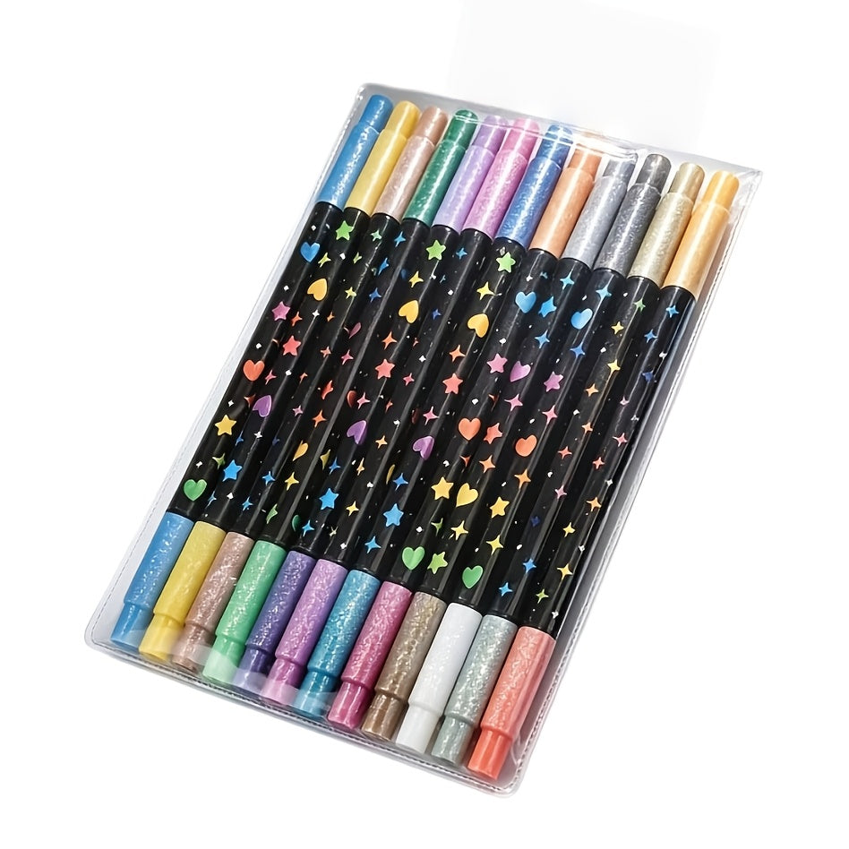 24   dual tip glitter pen set glitter