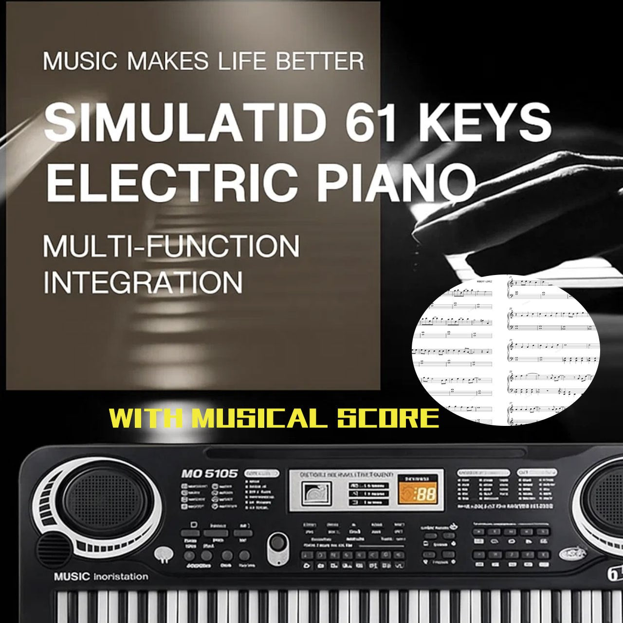 61 portable electronic keyboard 16 tones 10