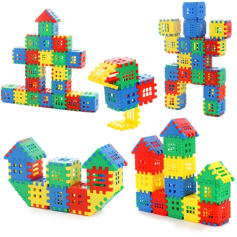98pcs colorful large house building block set window design