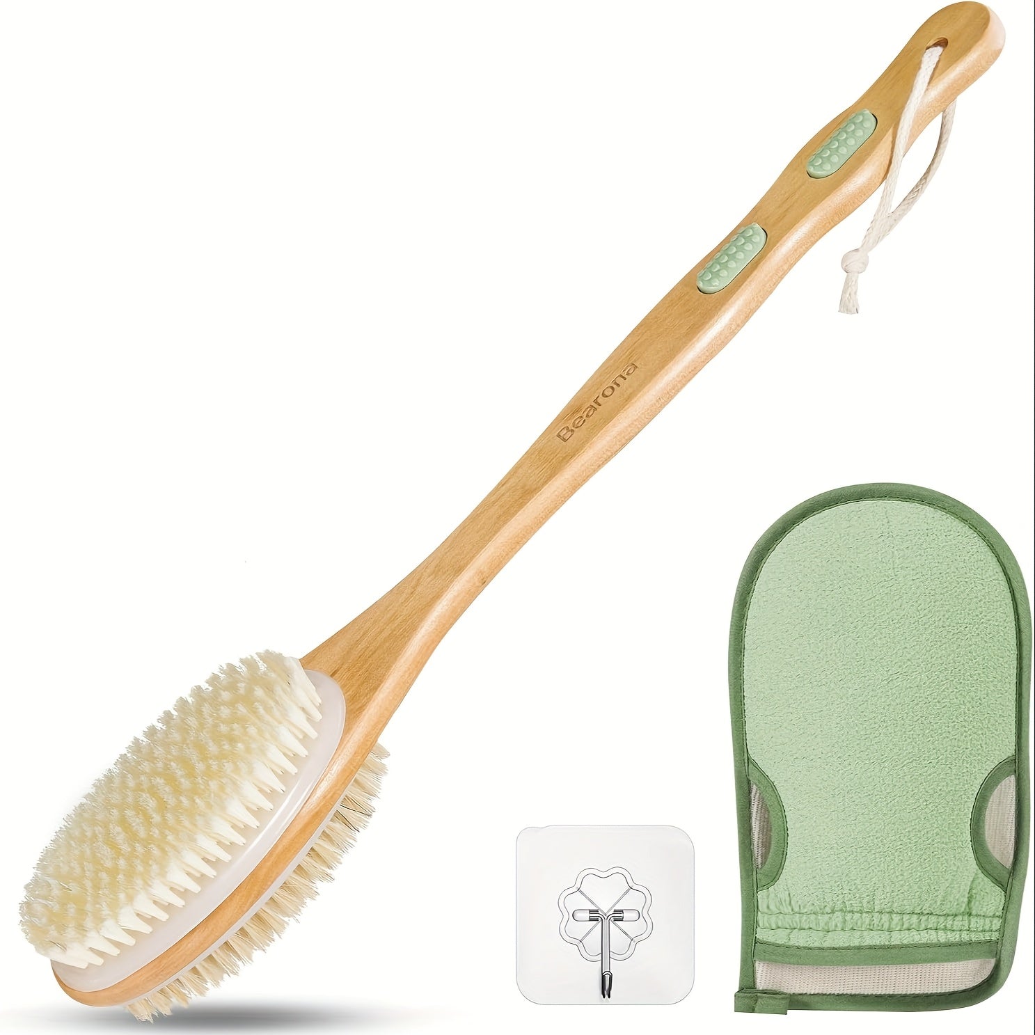 dual sided body brush exfoliating mitt natural