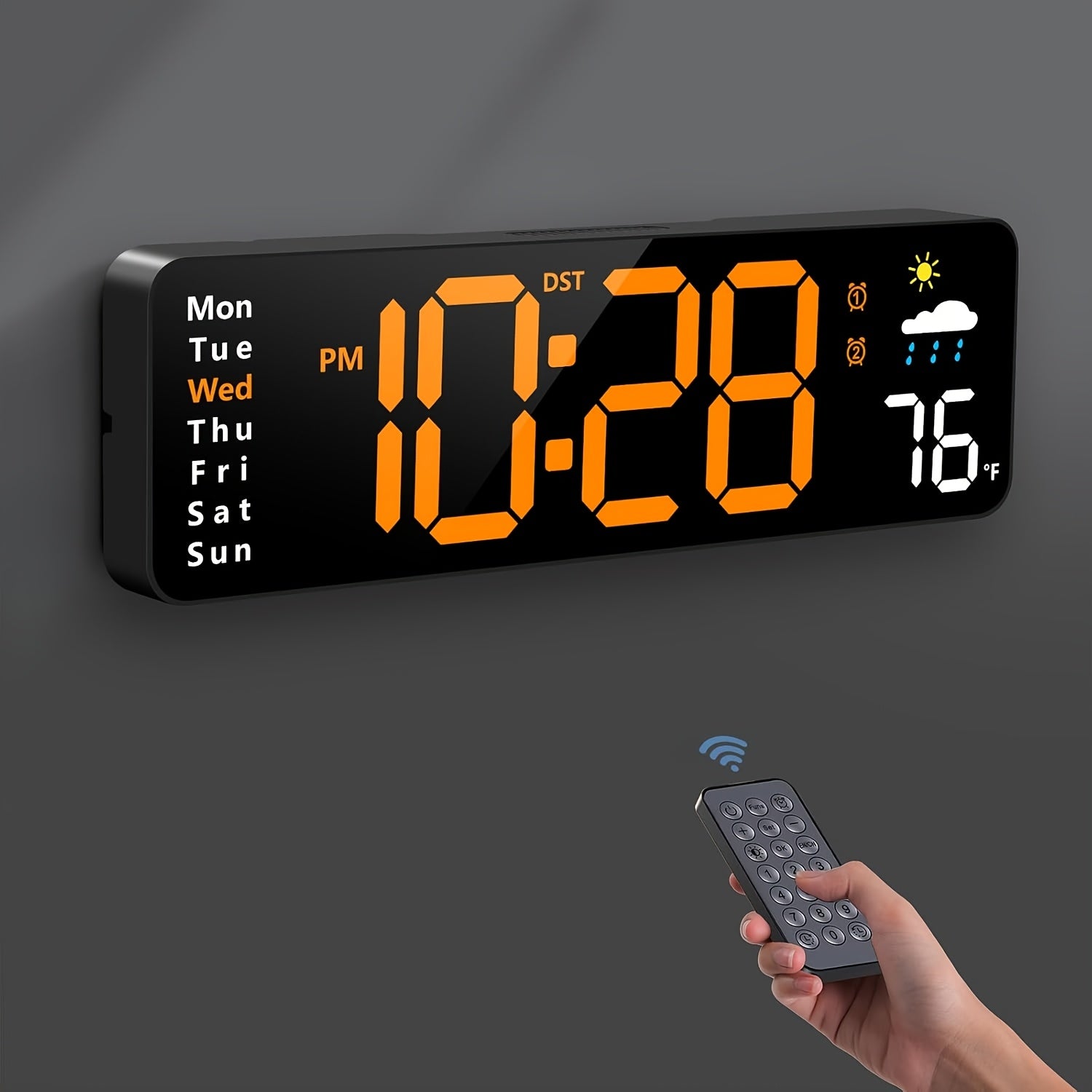 11 large digital wall clock remote rgb backlight alarm