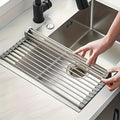 1pc deluxe roll stainless steel dish drying rack space