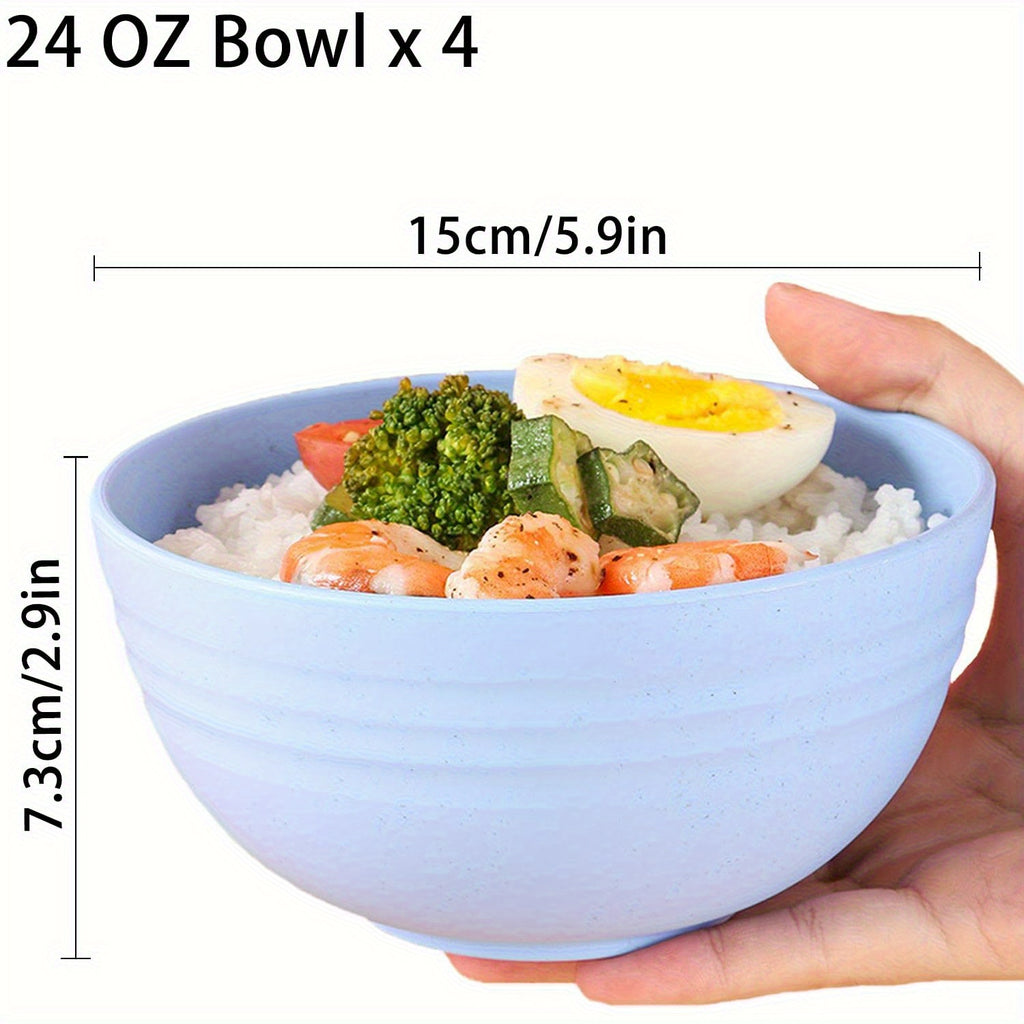 4pcs non breakable cereal bowl set 24oz pp plastic bowls