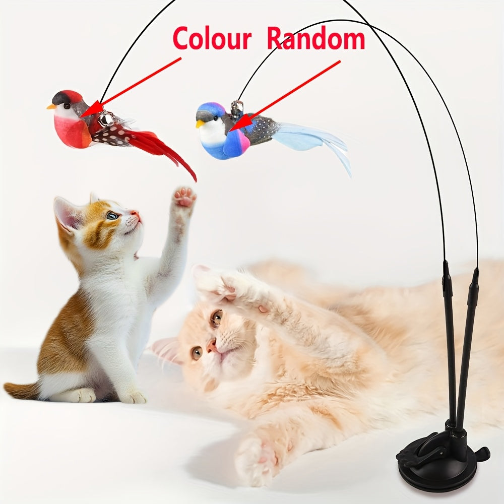 random colors 2pcs artificial birds 1 set interactive cat