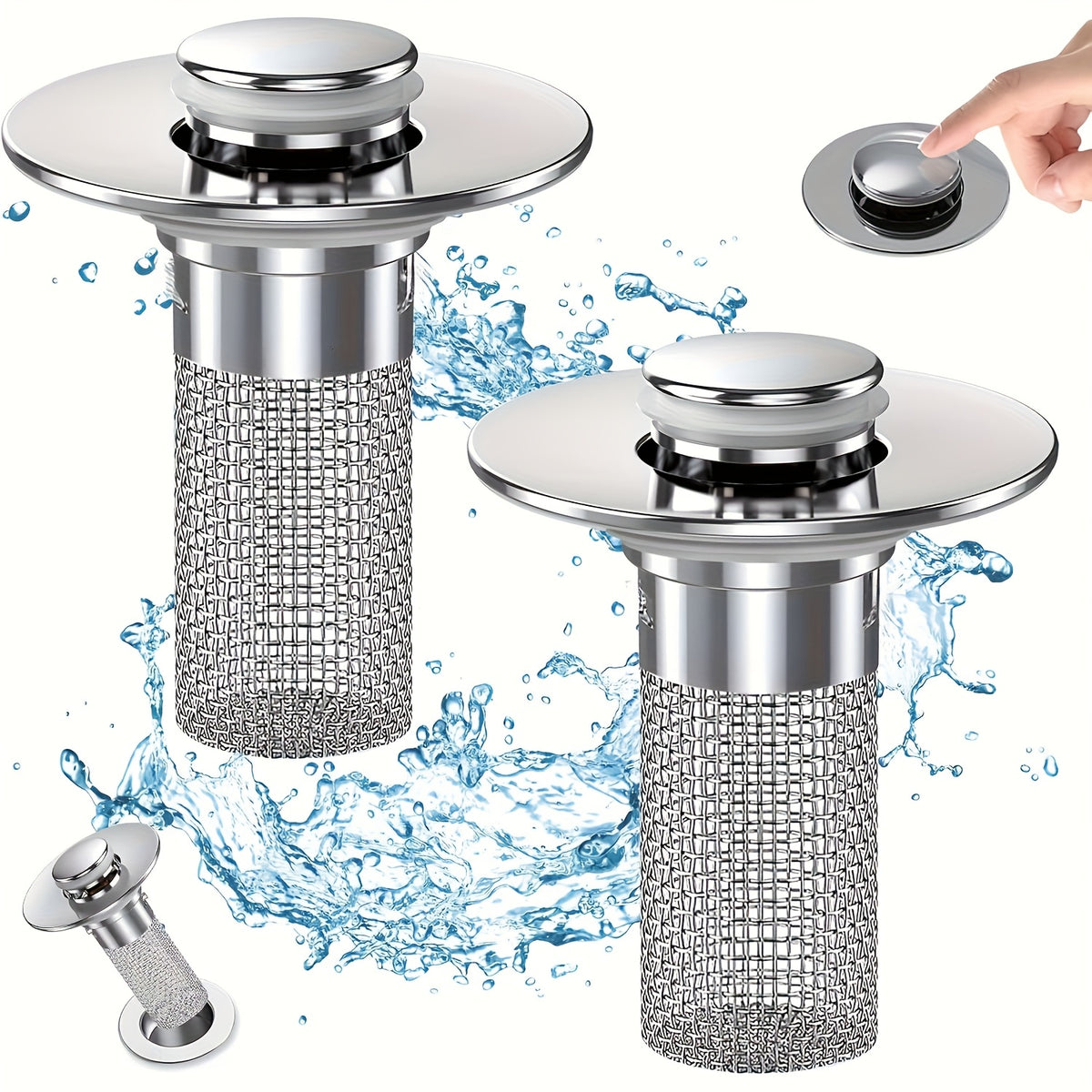 2 pack   drain stopper 304 stainless steel hair catcher