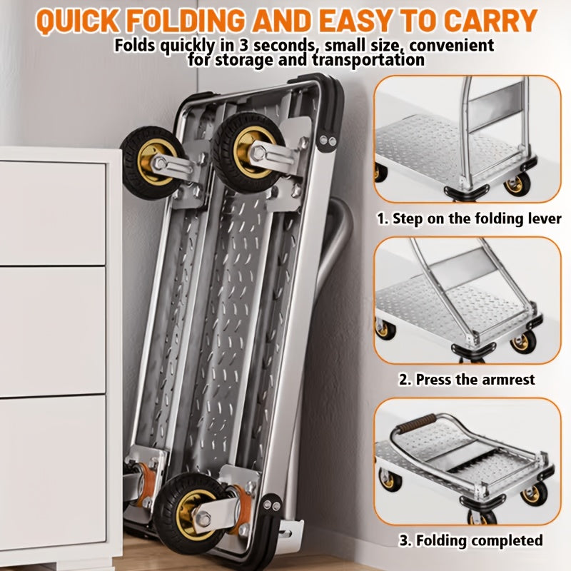 heavy duty folding hand truck 660 800 lbs capacity frame 360