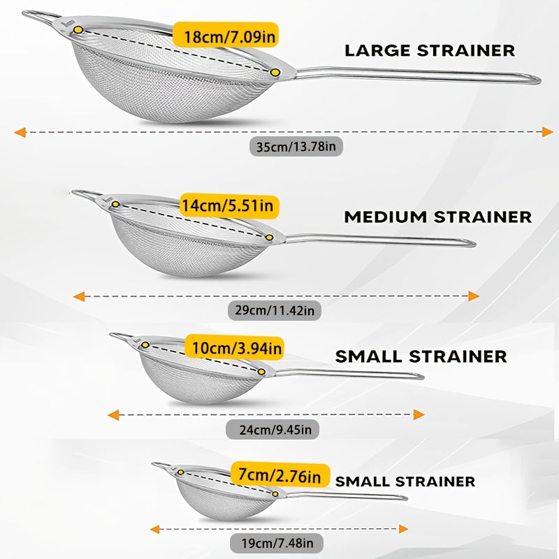 4pcs stainless steel flour sifter set handle   mesh