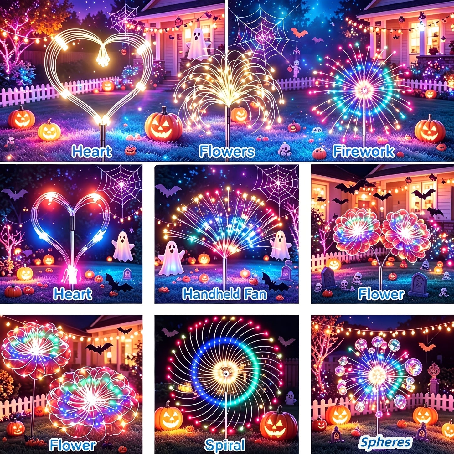 8 pack 420led solar outdoor fireworks light ip65 waterproof