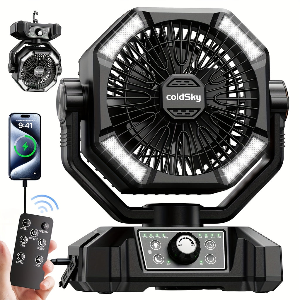20000mah battery powered camping fan dual motor 8 speed