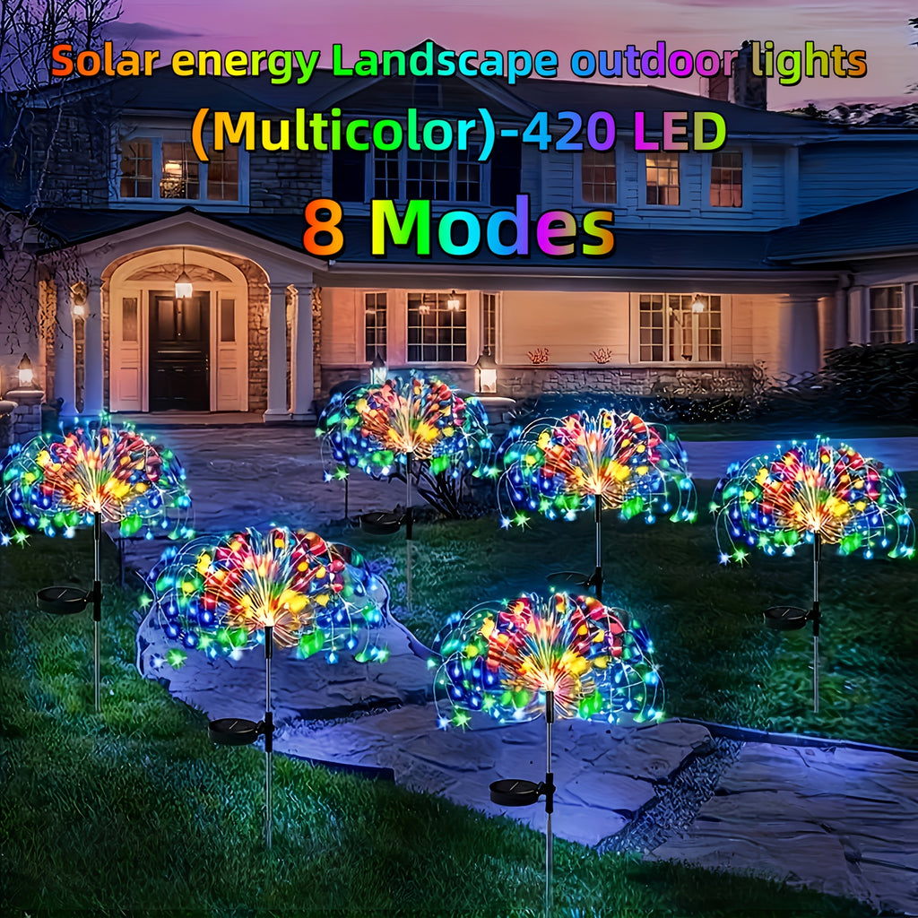 8 pack 420led solar outdoor fireworks light ip65 waterproof