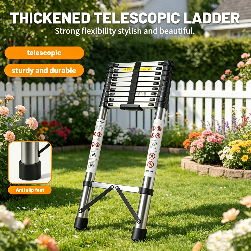 telescopic ladder lightweight extendable ladder safety lock