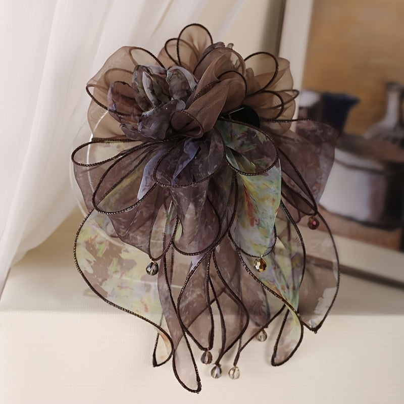 1pc womens fashion exaggerated vintage mesh sand bow claw